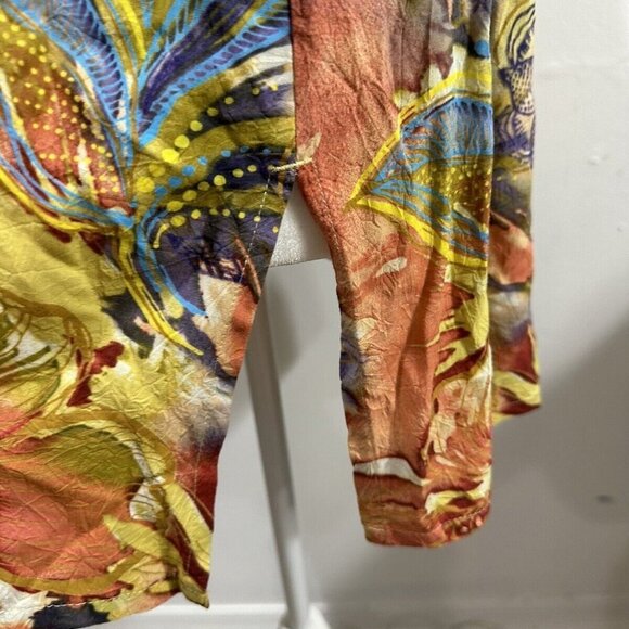 Jams World Women’s Afterglow Hawaiian Palm Tree Floral Peasant Top Sz M - Picture 6 of 16